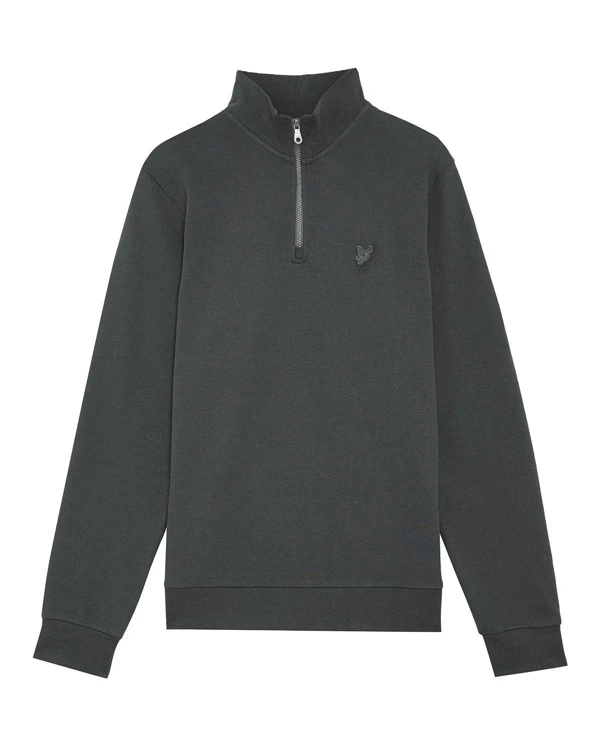 Lyle & Scott Tonal Eagle Quarter Zip Sweat In Gunmetal - RD1 Clothing