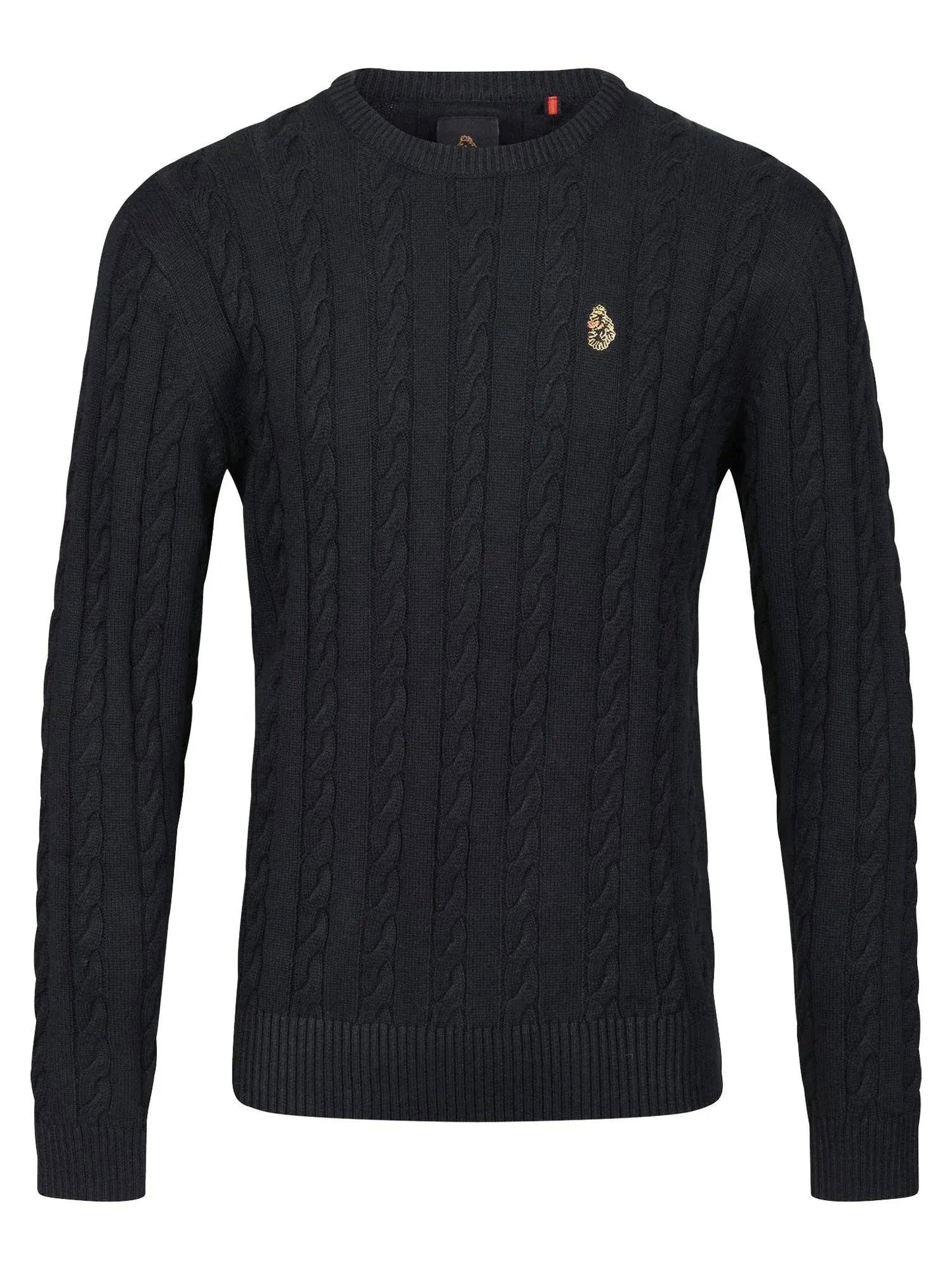 Luke Aspen Cable Knit Jumper Jet Black - RD1 Clothing