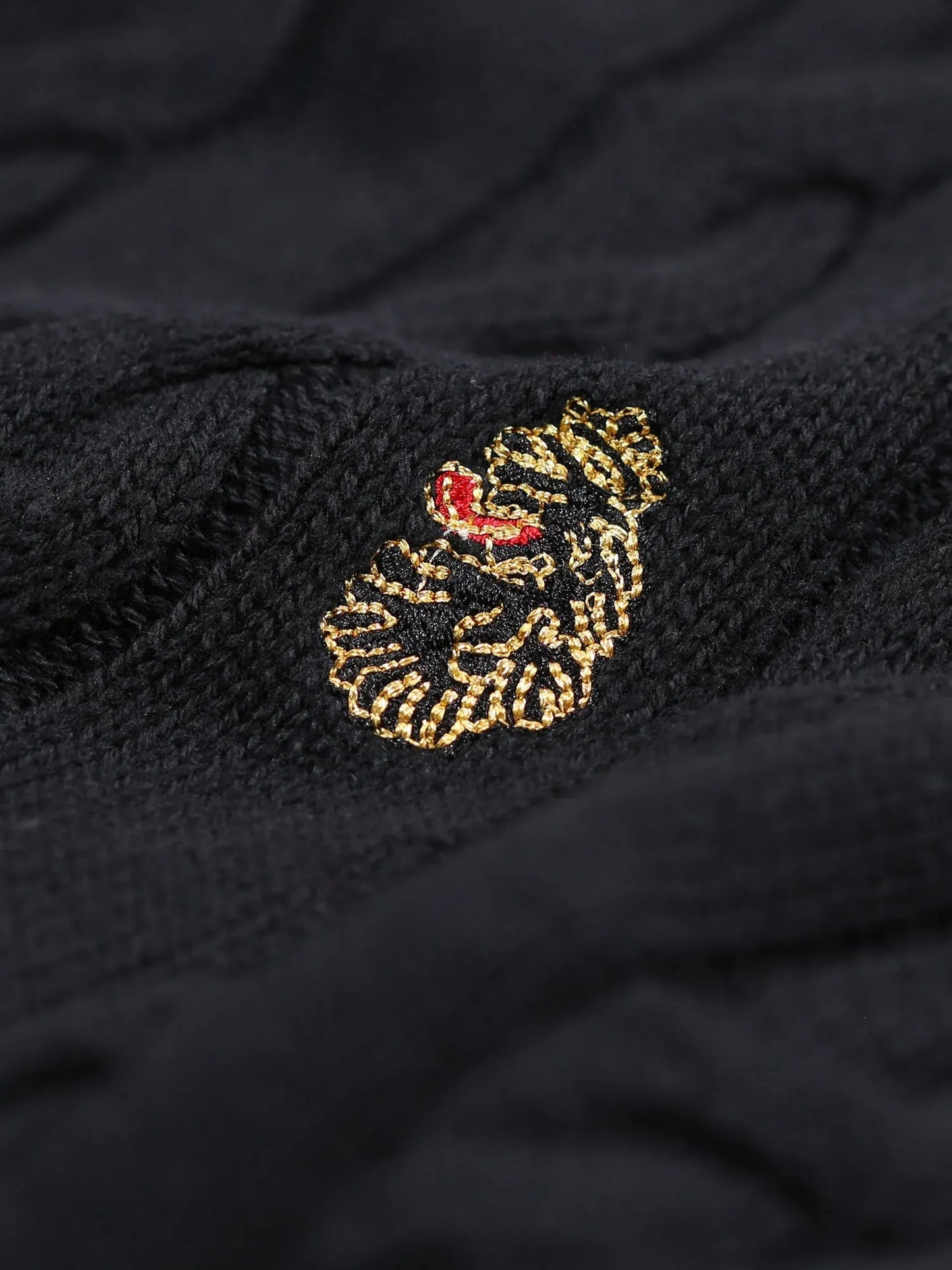 Luke Aspen Cable Knit Jumper Jet Black