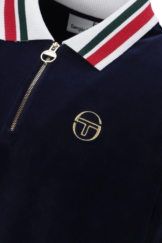Sergio Tacchini Mahony Velour Polo Maritime Blue - RD1 Clothing
