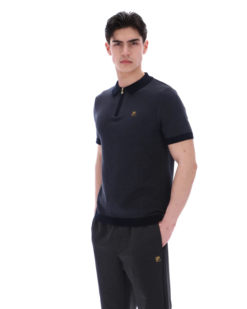 Fila Gold Marty Zip Polo Black
