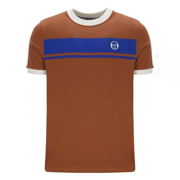 Sergio Tacchini  Master T-Shirt In Mocha Bisque/ Nautical Blue/ Gardenia - RD1 Clothing