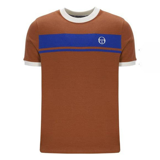 Sergio Tacchini  Master T-Shirt In Mocha Bisque/ Nautical Blue/ Gardenia - RD1 Clothing