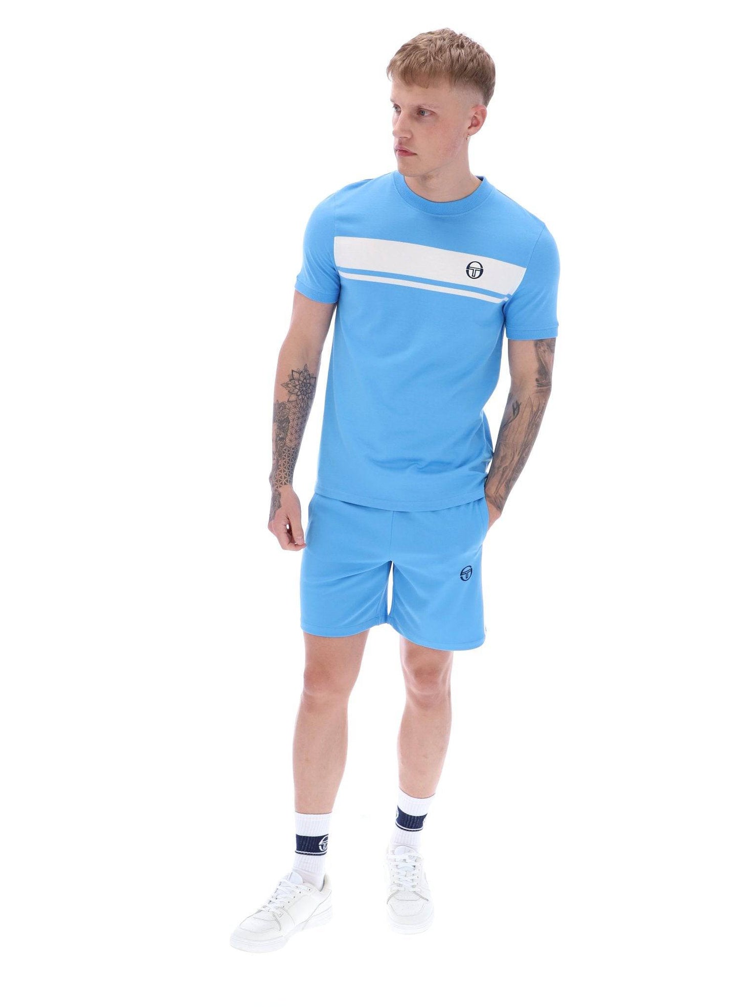 Sergio Tacchini Master T-Shirt in Azure Blue/White - RD1 Clothing