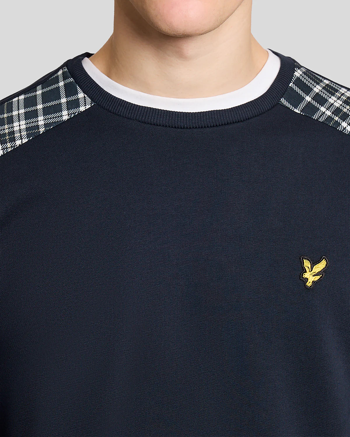 Lyle & Scott Check Panelled Crewneck Sweatshirt Navy