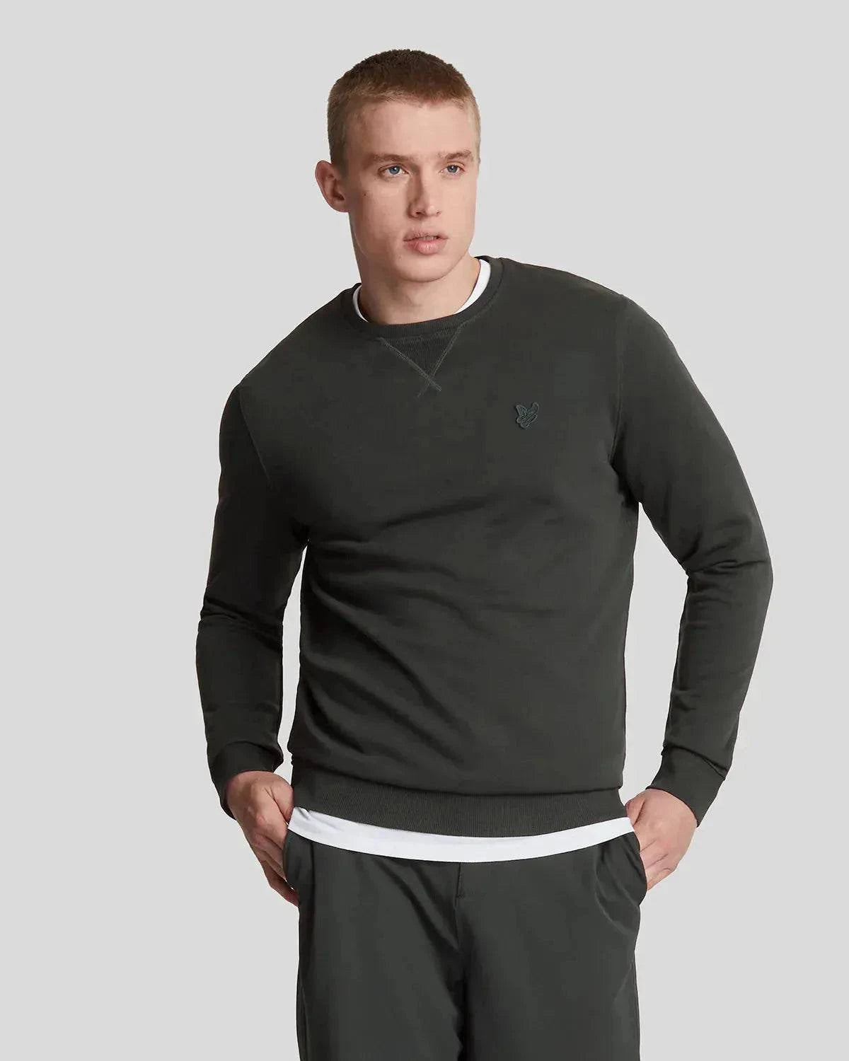 Lyle & Scott Tonal Eagle Crew Neck Sweatshirt In Gunmetal - RD1 Clothing