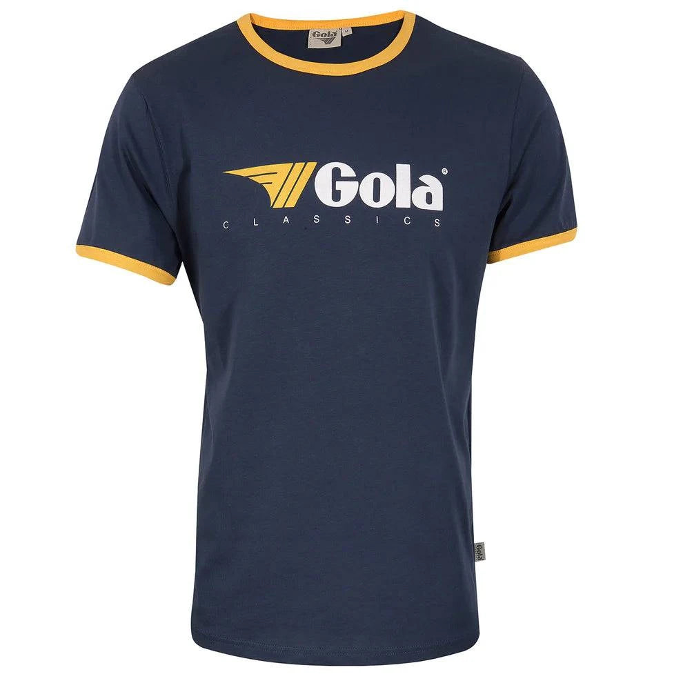 Gola Classics Printed Ringer Tee In Navy/Gold - RD1 Clothing