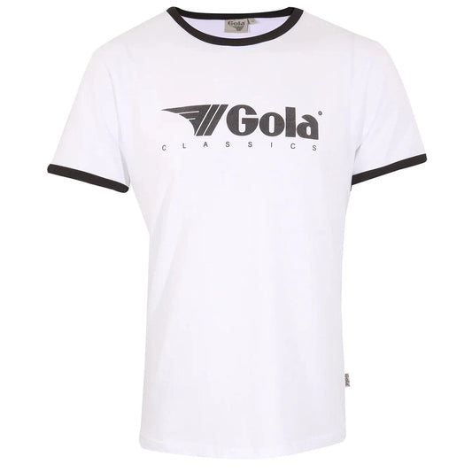 Gola Classics Printed Ringer Tee In White/ Black - RD1 Clothing