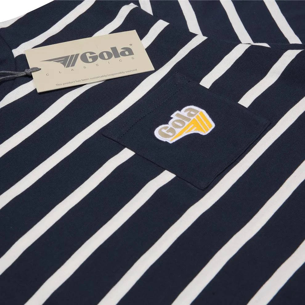 Gola Navy Striped T-Shirt with Embroidered Logo - RD1 Clothing