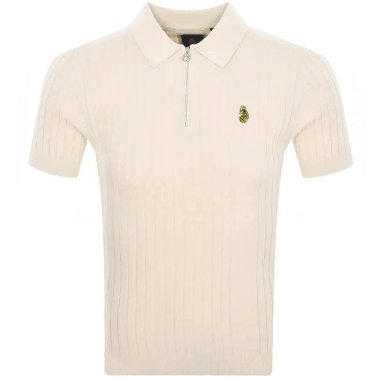 Luke Rib Eye Knitted Polo Shirt In Ecru - RD1 Clothing
