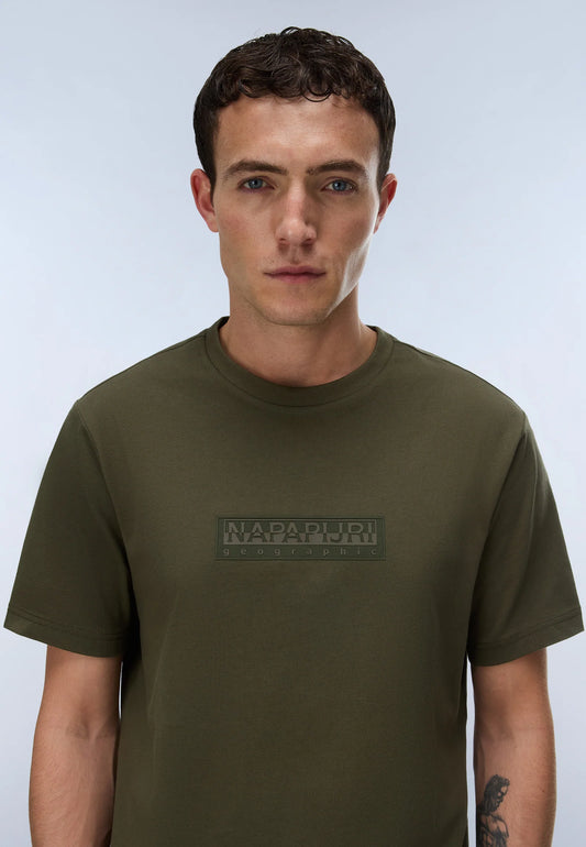 Napapijri Box Logo T-Shirt Green Olive Night