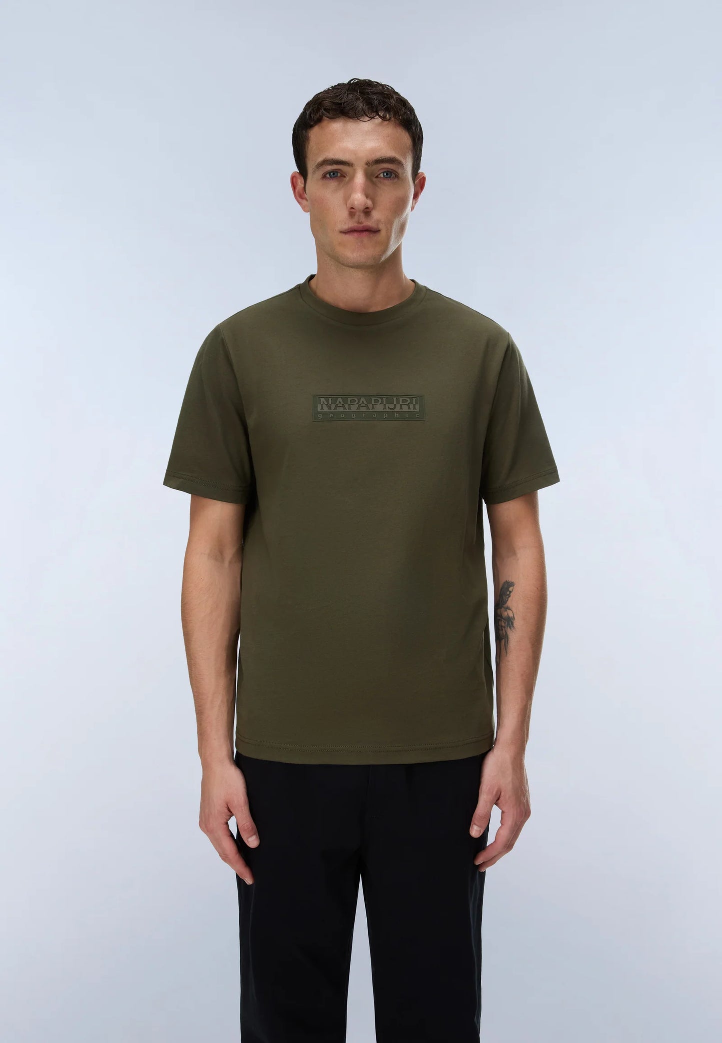 Napapijri Box Logo T-Shirt Green Olive Night