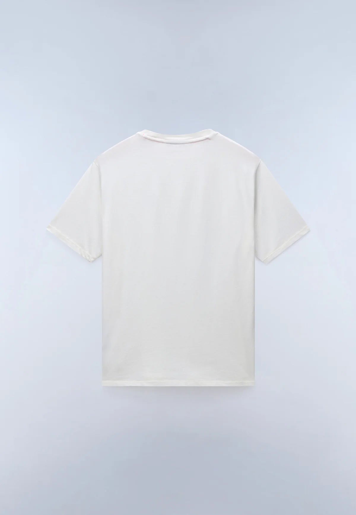 White Napapijri S-Badge T-shirt with logo detail, casual fit, and soft cotton fabric visible on the front.