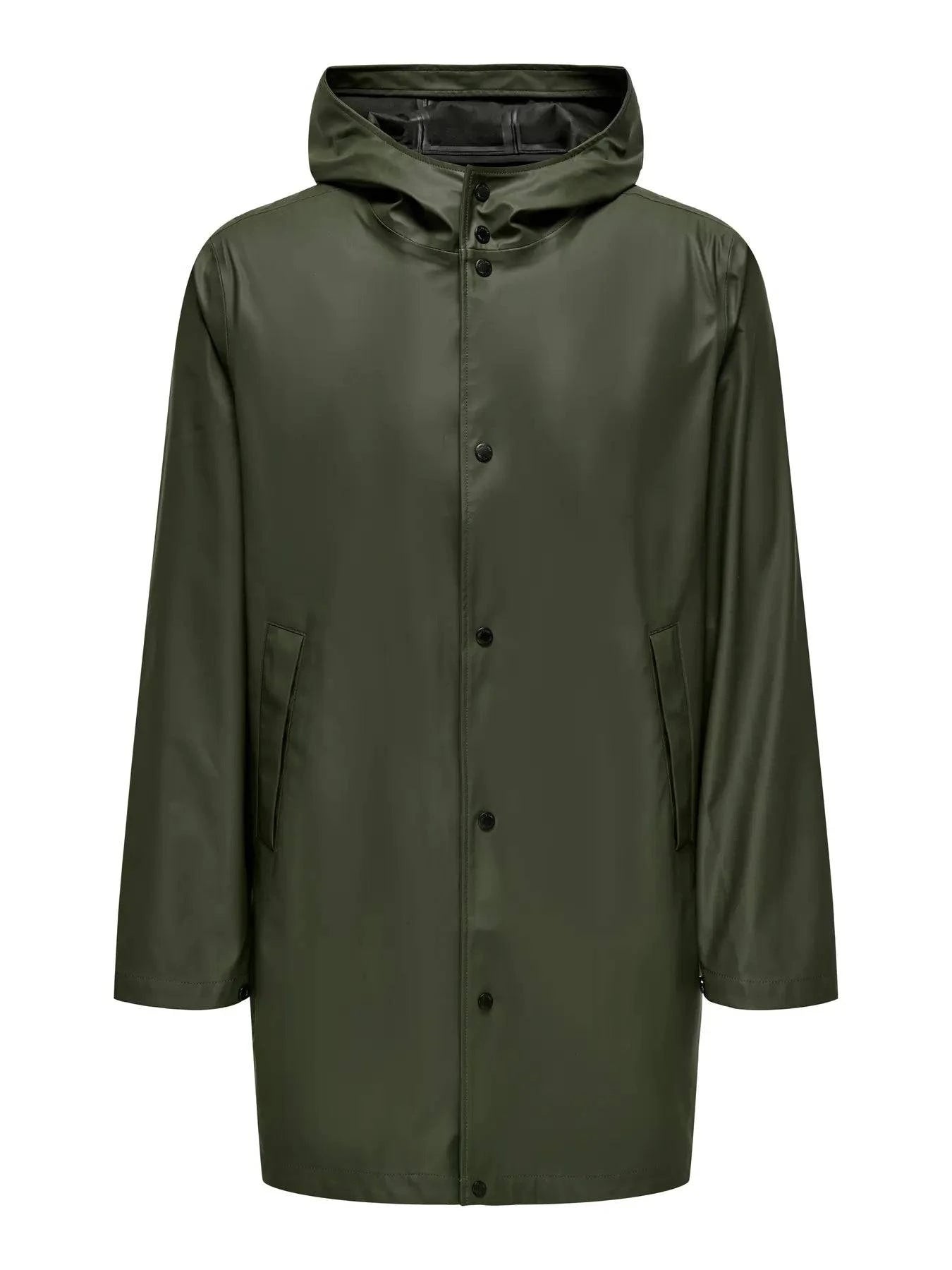 Only and Sons Onslua Rain Coat Green - RD1 Clothing