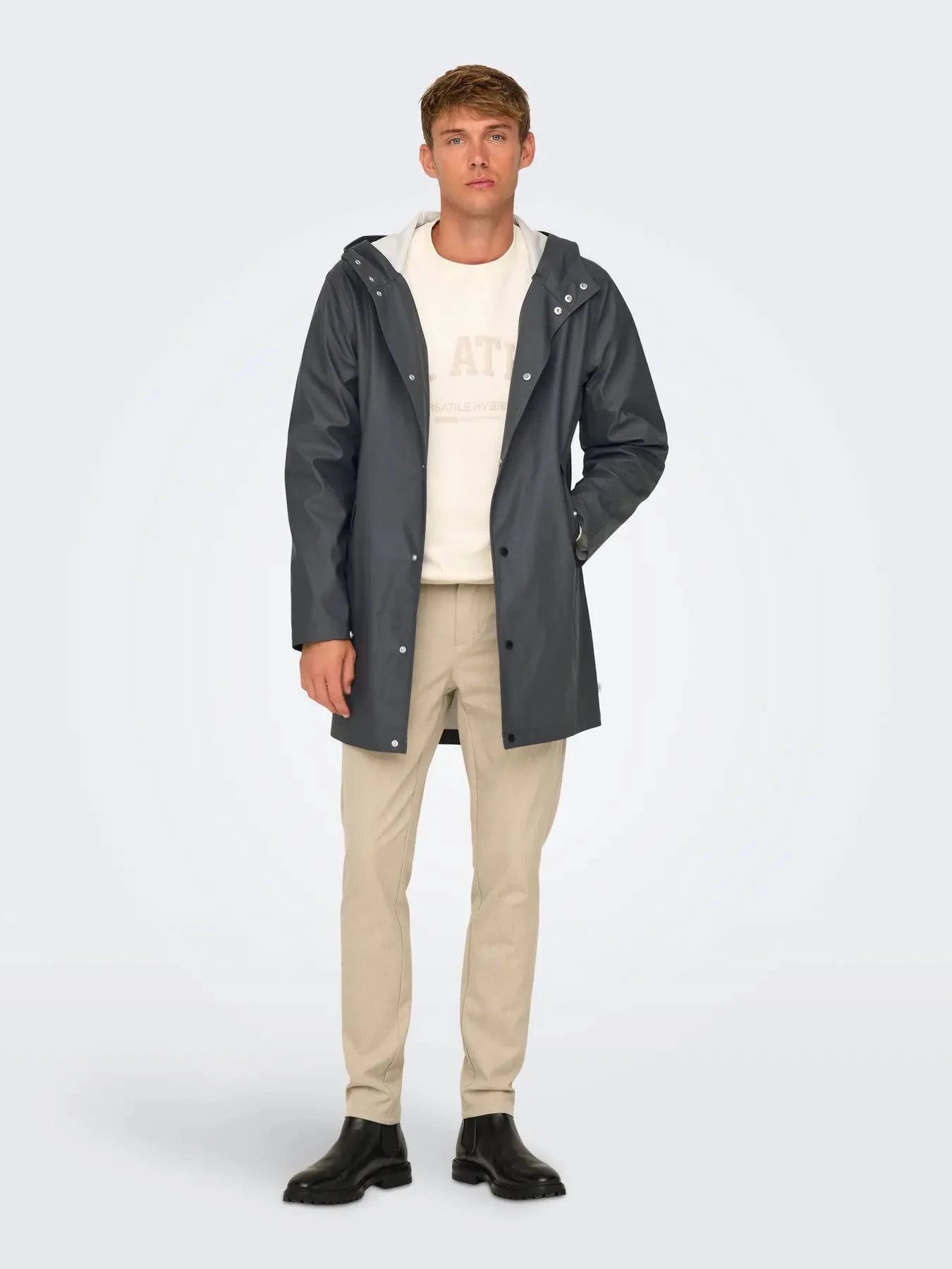 Only and Sons Onsluca Rain Coat Grey - RD1 Clothing