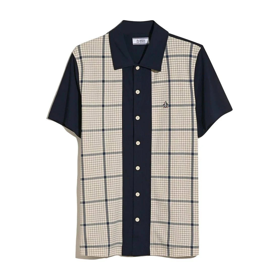 Original Penguin Interlock Plaid Bowling Shirt in Birch - RD1 Clothing
