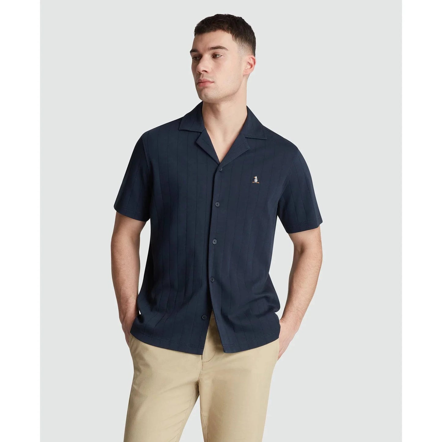 Original Penguin Short Sleeve Shirt With Camp Collar in Dark Sapphire - RD1 Clothing