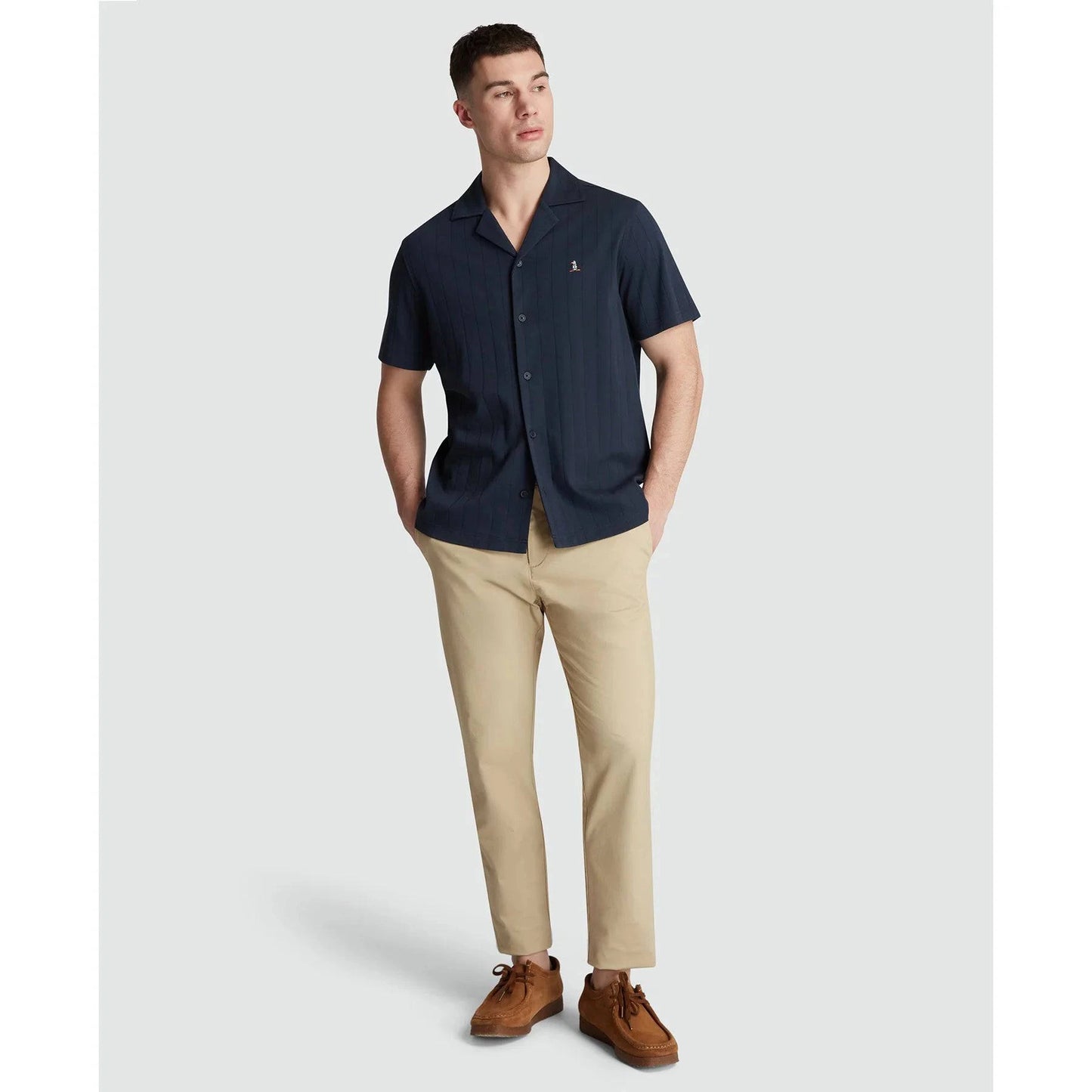 Original Penguin Short Sleeve Shirt With Camp Collar in Dark Sapphire - RD1 Clothing