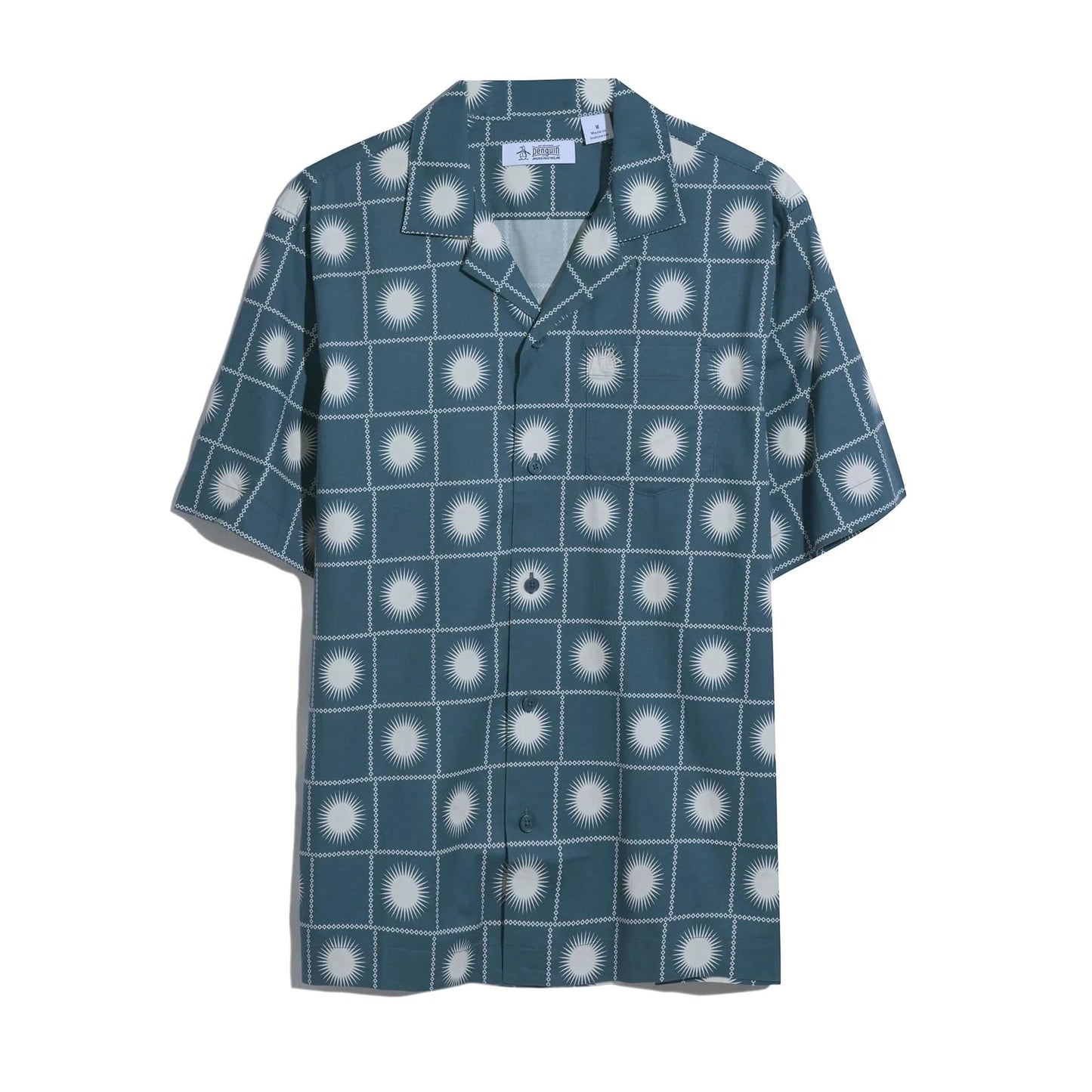 Original Penguin Sun Check Print Shirt In Blue Wing Teal - RD1 Clothing
