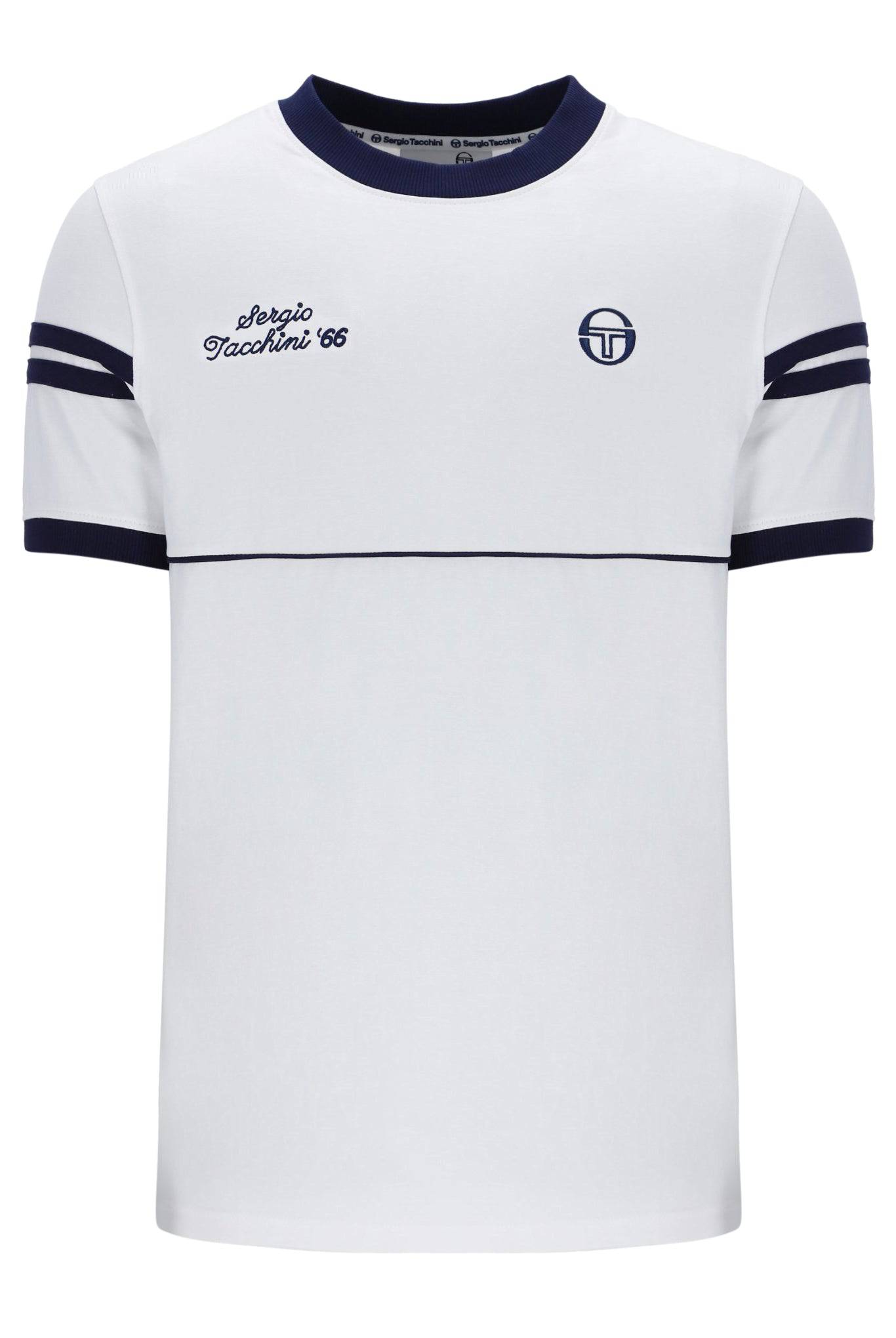 Sergio Tacchini Orion Davis Ringer Tee In White/Maritime Blue - RD1 Clothing