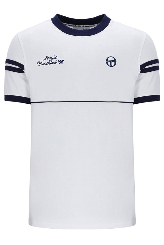 Sergio Tacchini Orion Davis Ringer Tee In White/Maritime Blue - RD1 Clothing