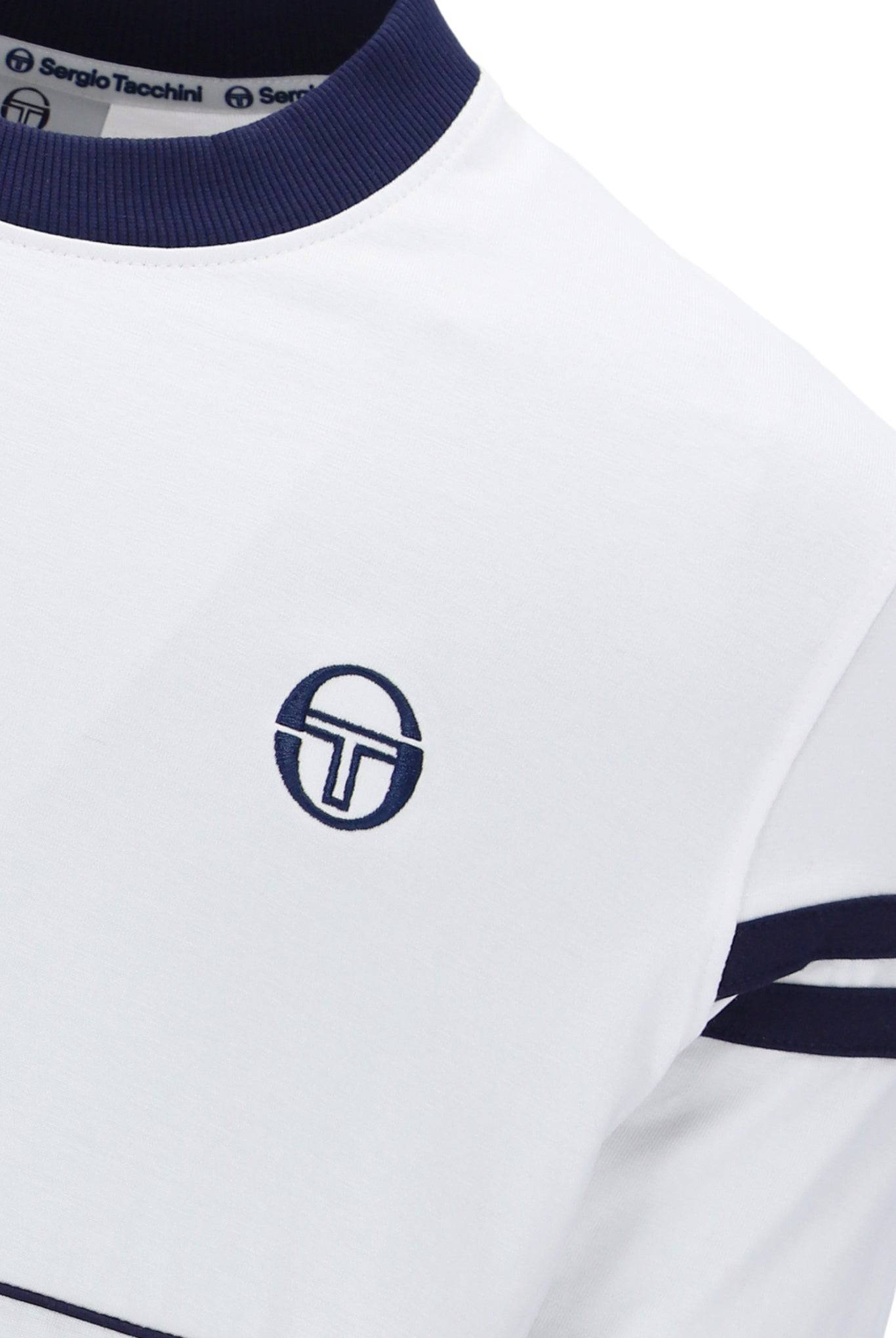 Sergio Tacchini Orion Davis Ringer Tee In White/Maritime Blue - RD1 Clothing