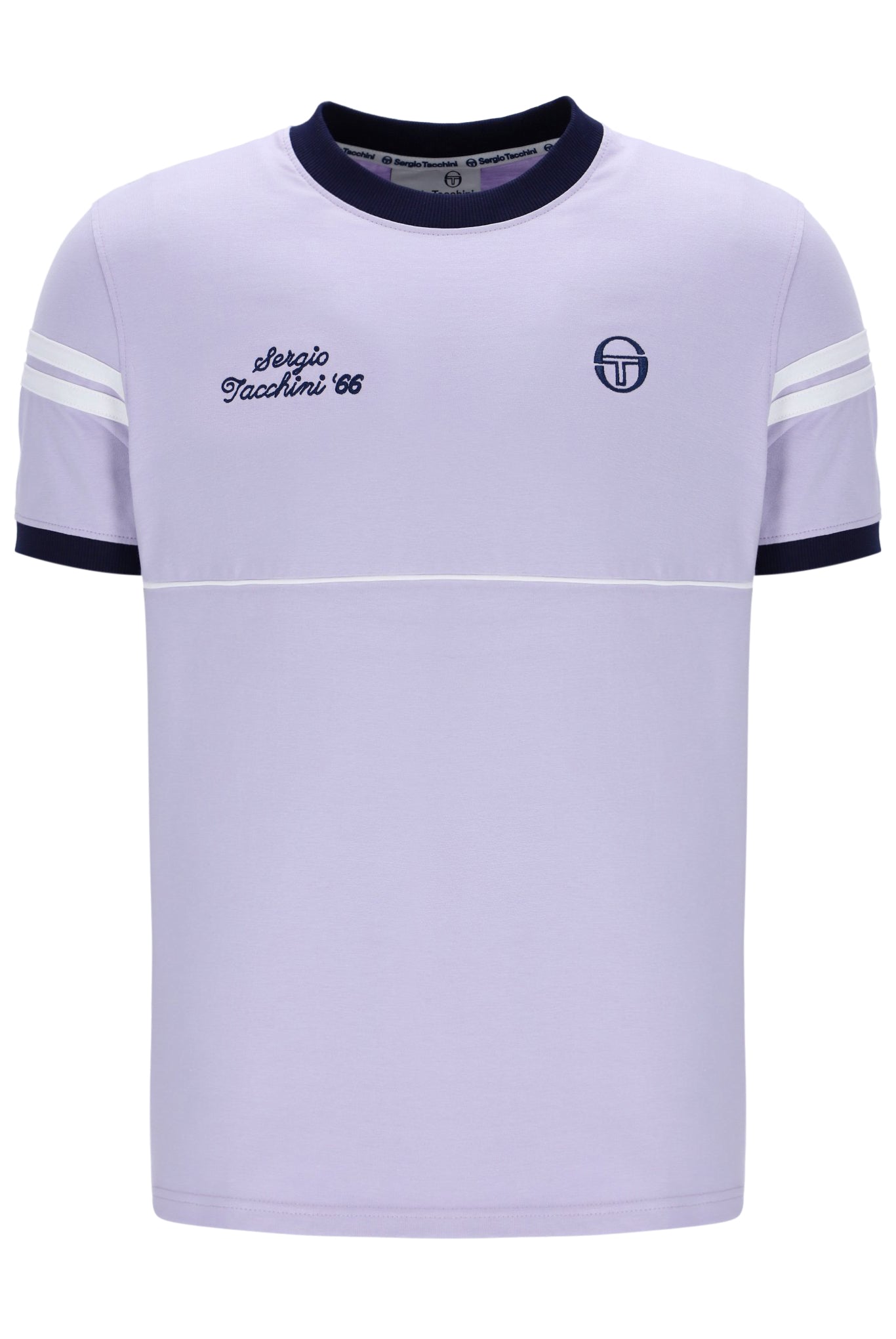 Sergio Tacchini Orion Davis Ringer T-Shirt In Thistle/Maritime Blue/White