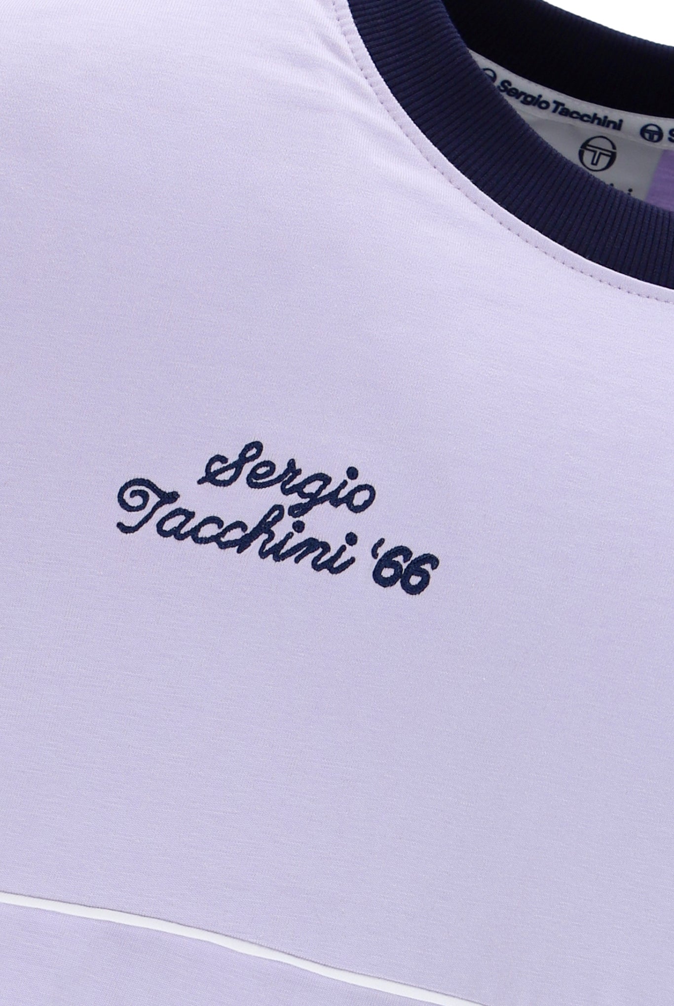 Sergio Tacchini Orion Davis Ringer T-Shirt In Thistle/Maritime Blue/White