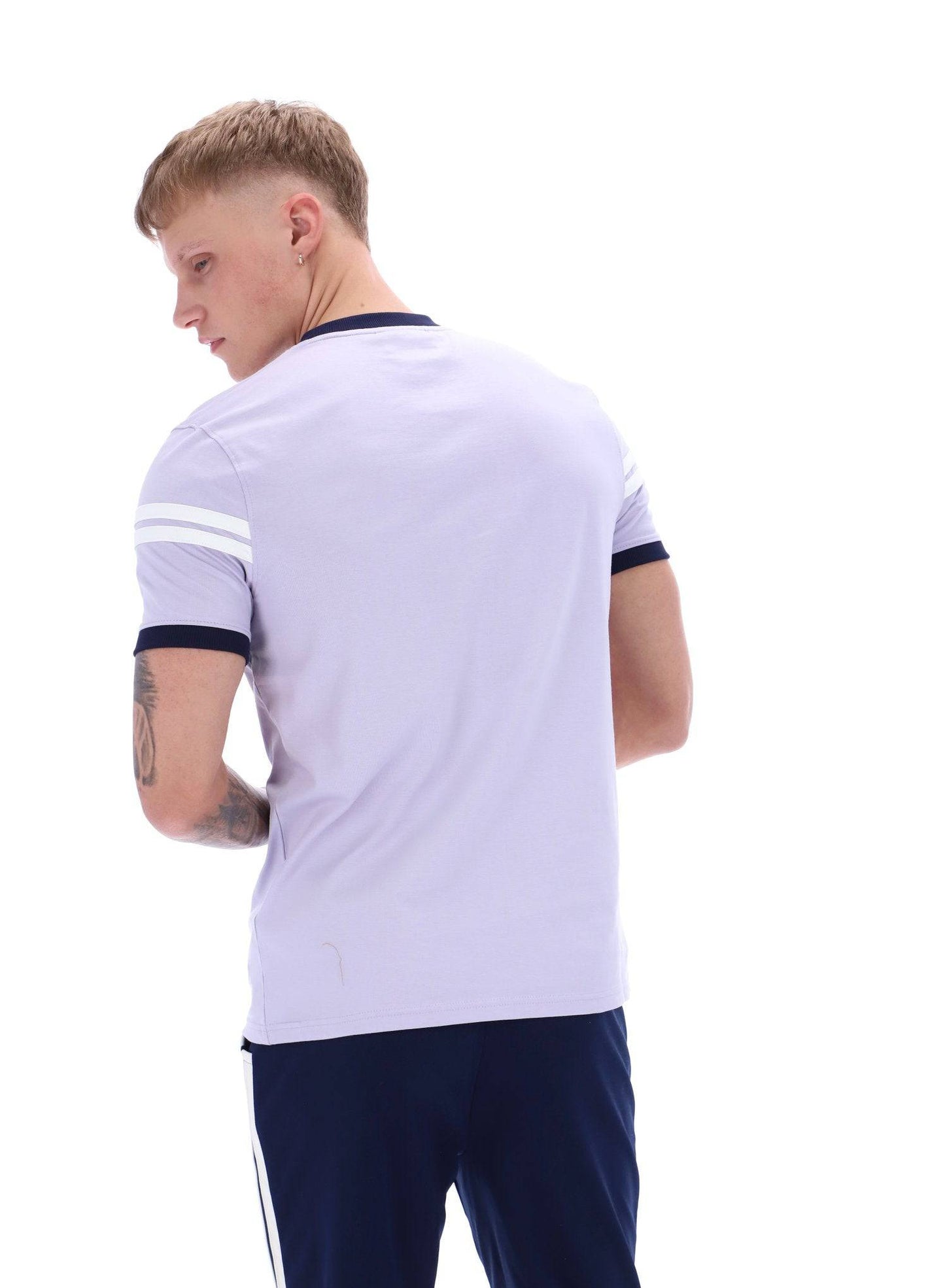 Sergio Tacchini Orion Davis Ringer T-Shirt In Thistle/Maritime Blue/White - RD1 Clothing