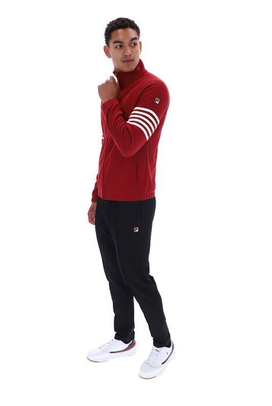 Fila Vintage Patrice Cut and Sew 5 Stripe Track Top Deep Red/White