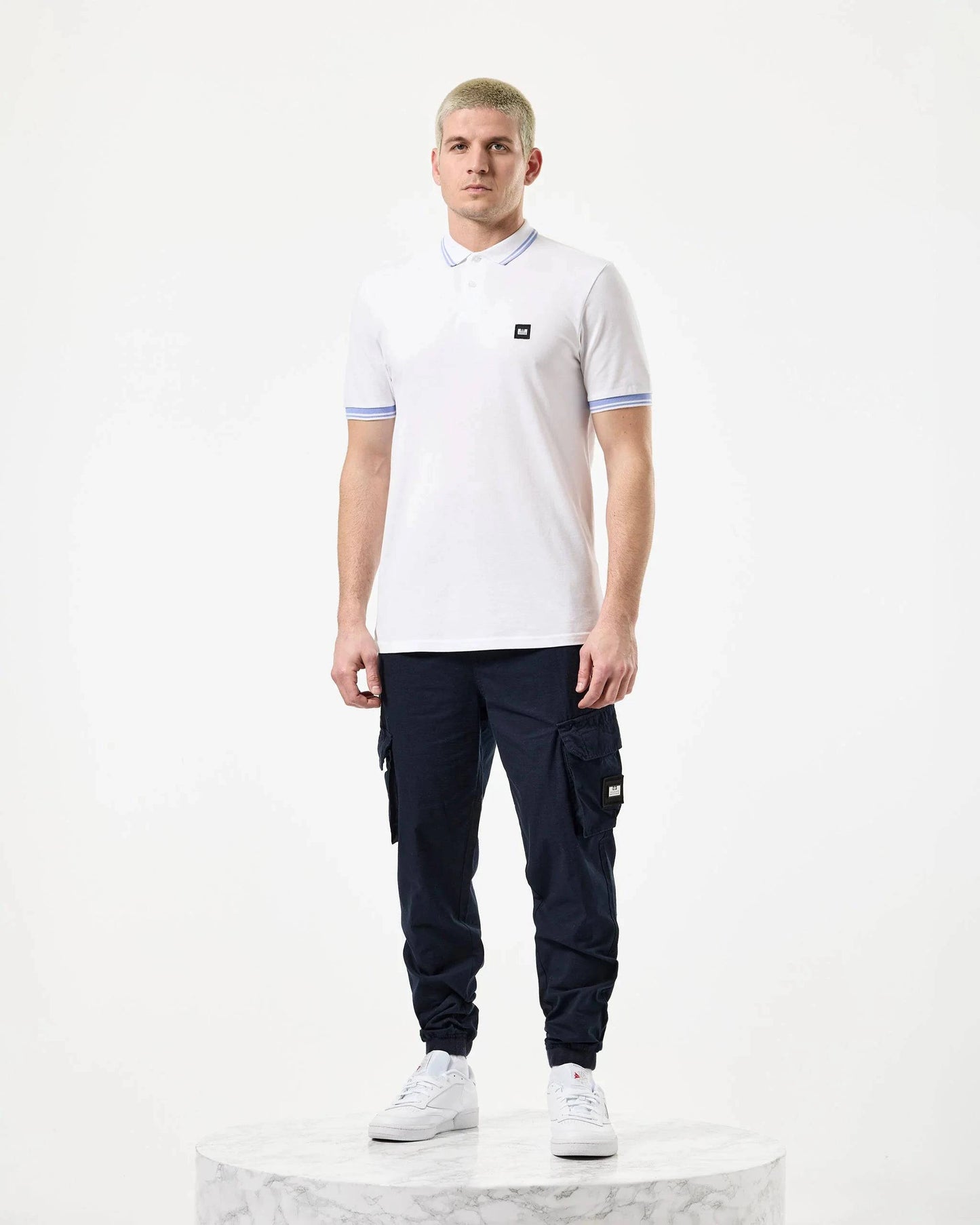 Weekend Offender Levanto Polo Shirt White/Cornflower Blue - RD1 Clothing