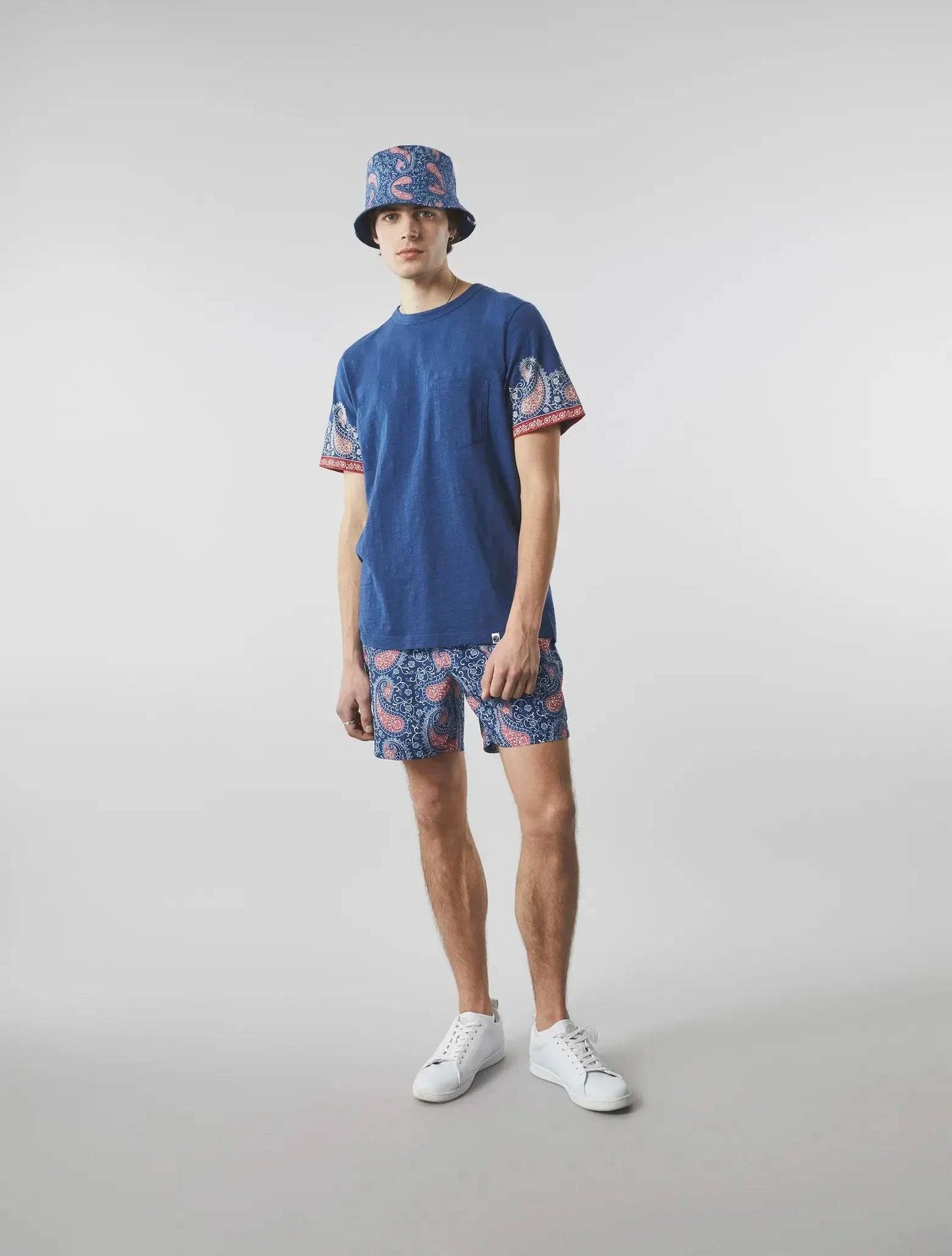 Pretty Green Laguna Paisley Sleeve T-Shirt In Navy - RD1 Clothing