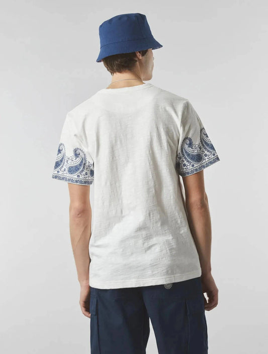 Pretty Green Laguna Paisley Sleeve T-Shirt In White - RD1 Clothing