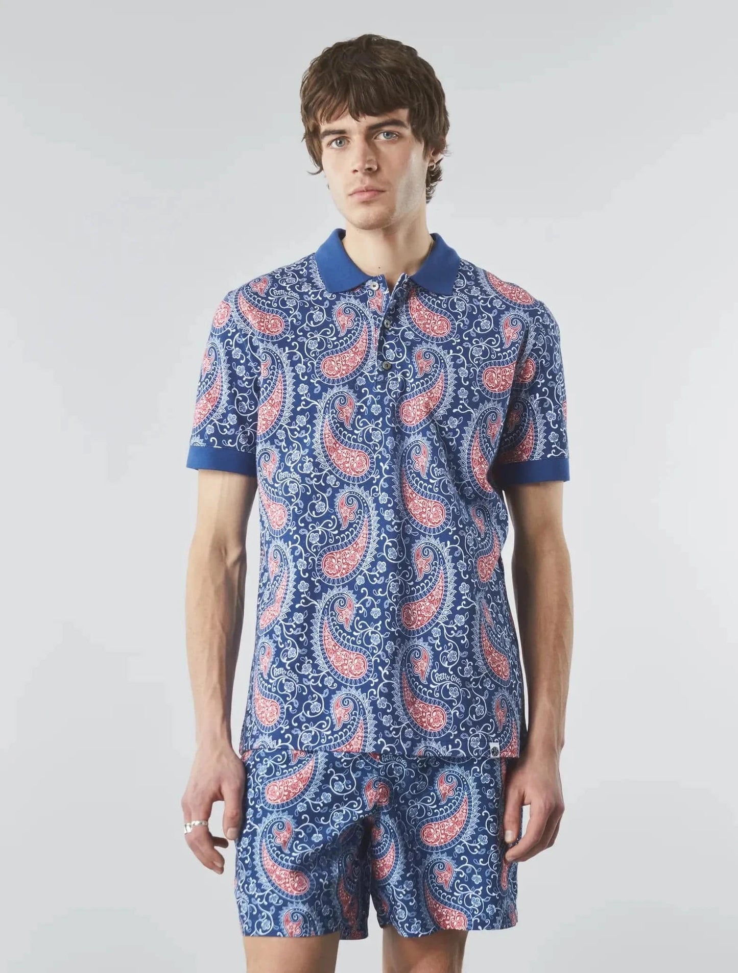 Pretty Green Laguna Paisley Polo Shirt In Navy