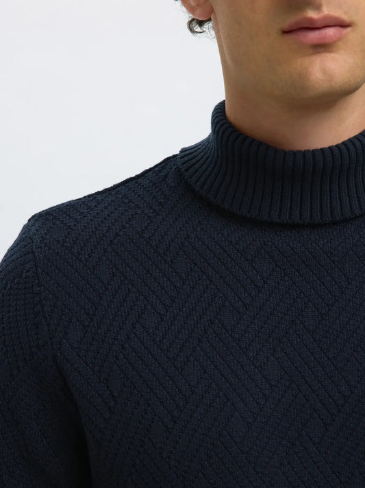 Selected Homme Long Sleeve Knitted Roll Neck Navy