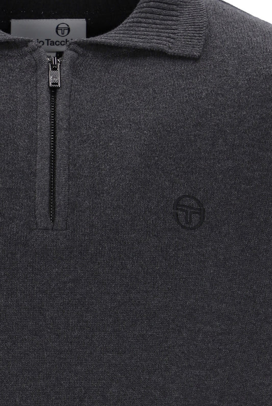Sergio Tacchini Roberto Knitted Longsleeve Polo Charcoal Marl