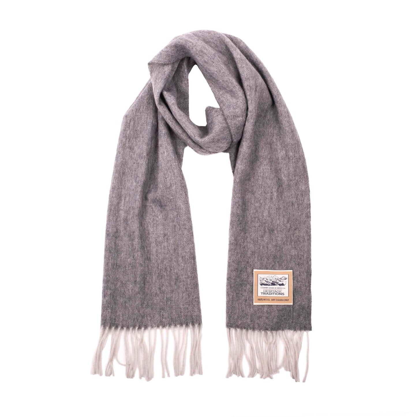 Carlyle Wool Herringbone Scarf Grey