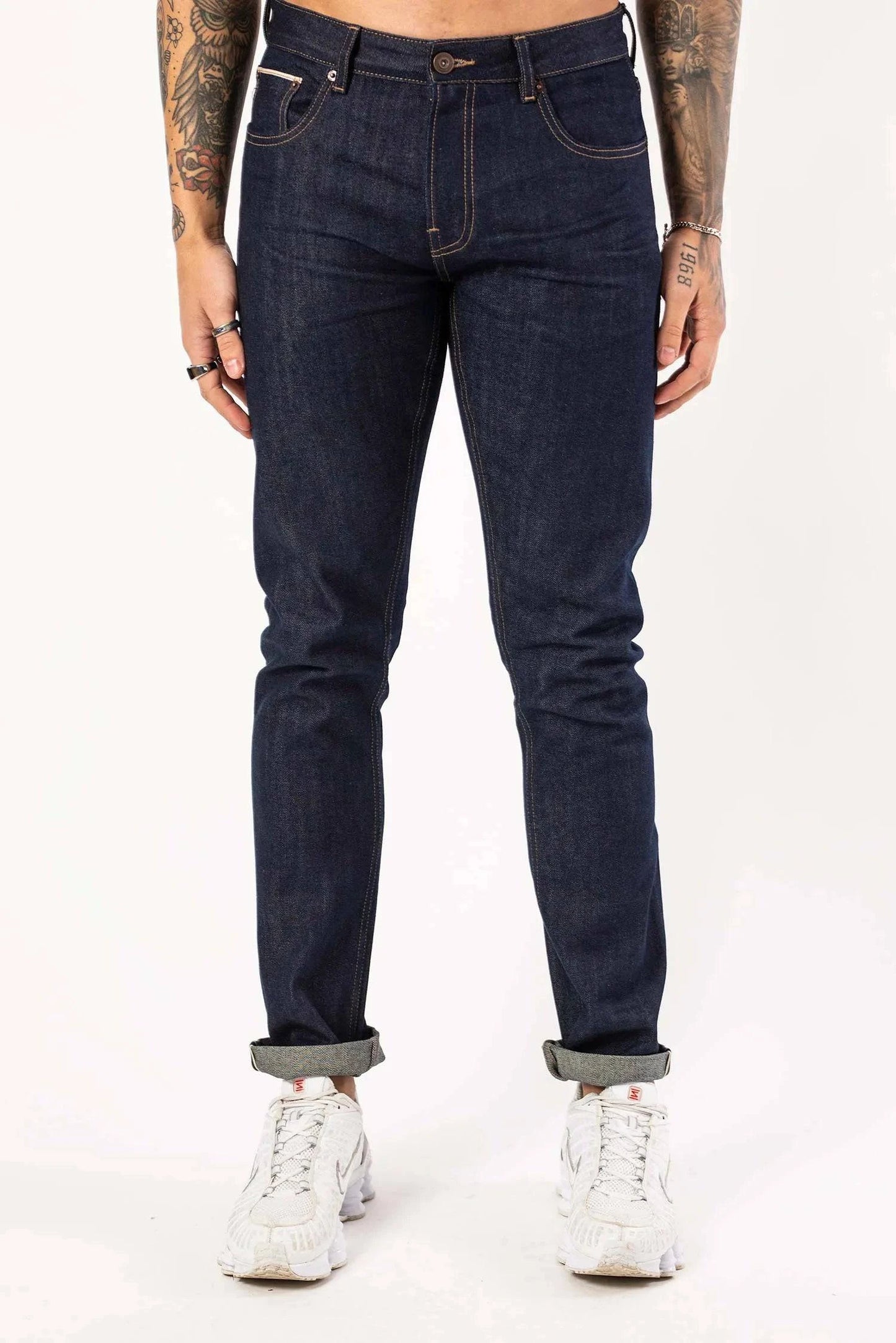DML Slim Fit Selvedge Jeans In Rinse Wash