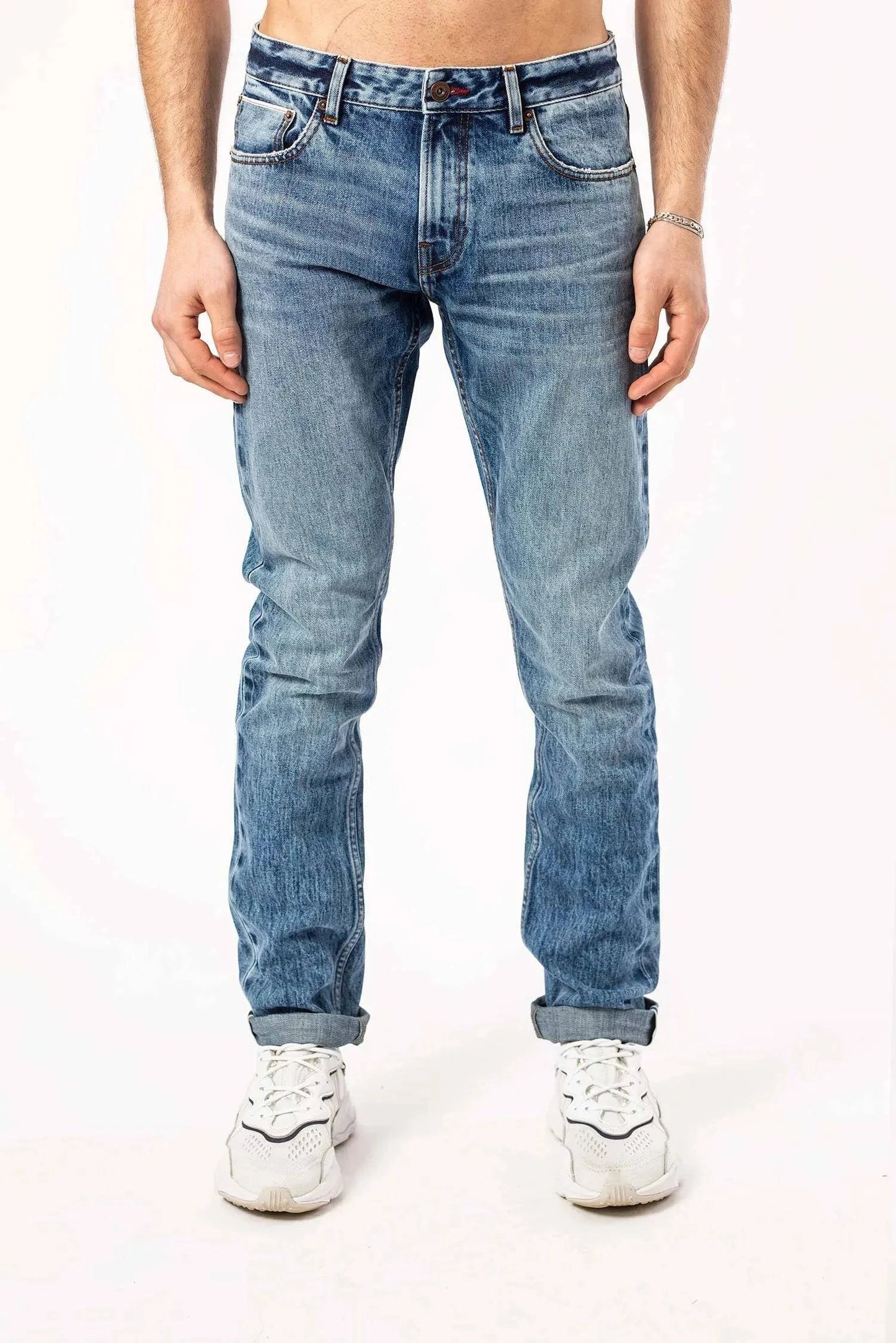 DML Slim Fit Selvedge Jeans In Light Wash