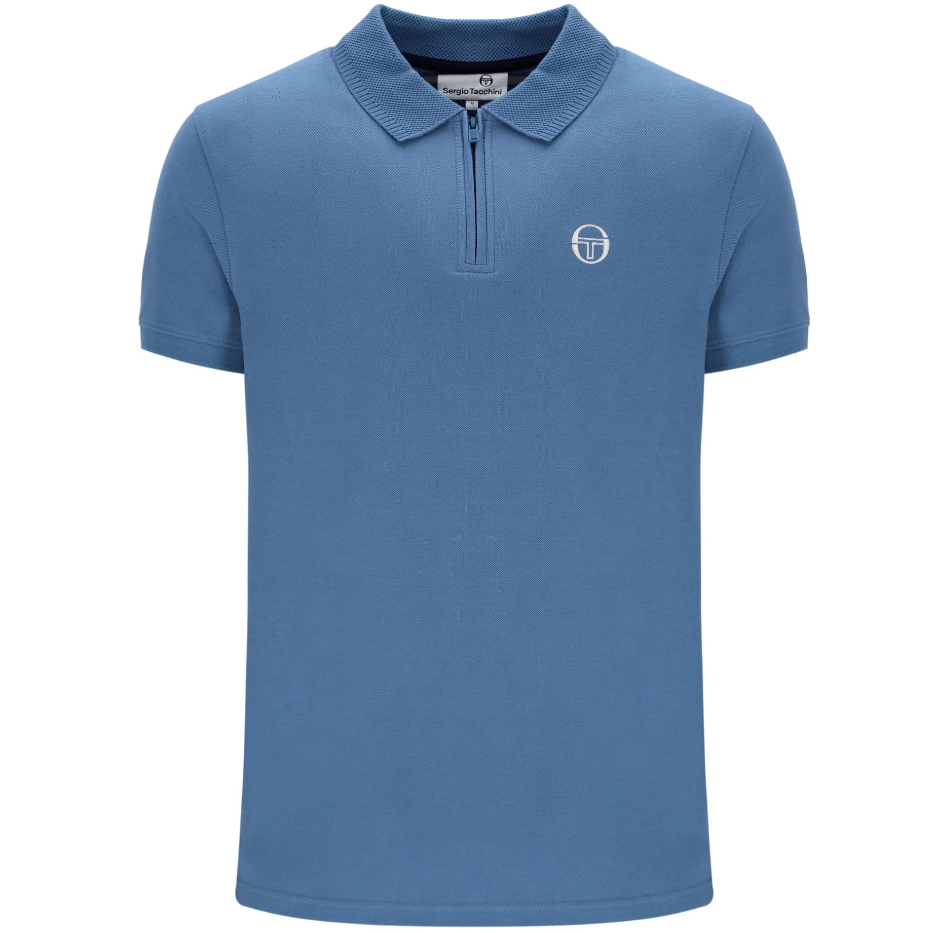 Sergio Tacchini Briggs Zip Neck Polo Shirt Coronet Blue - RD1 Clothing