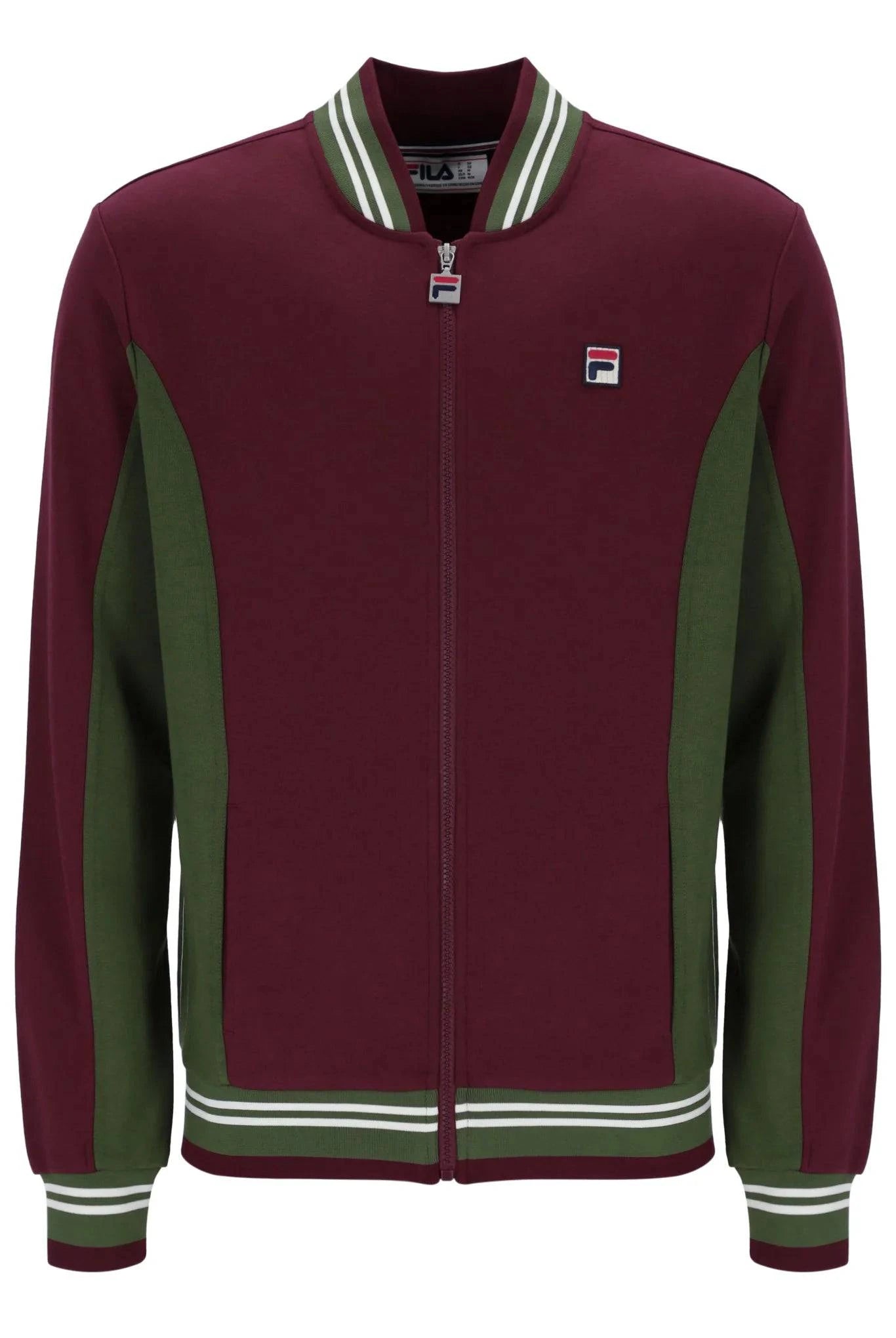 Fila Settanta Baseball Track Jacket In Claret/green - RD1 Clothing