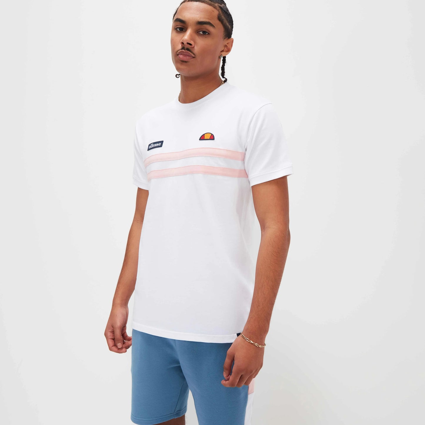 Ellesse Venire Tee In Optic White/Light Pink