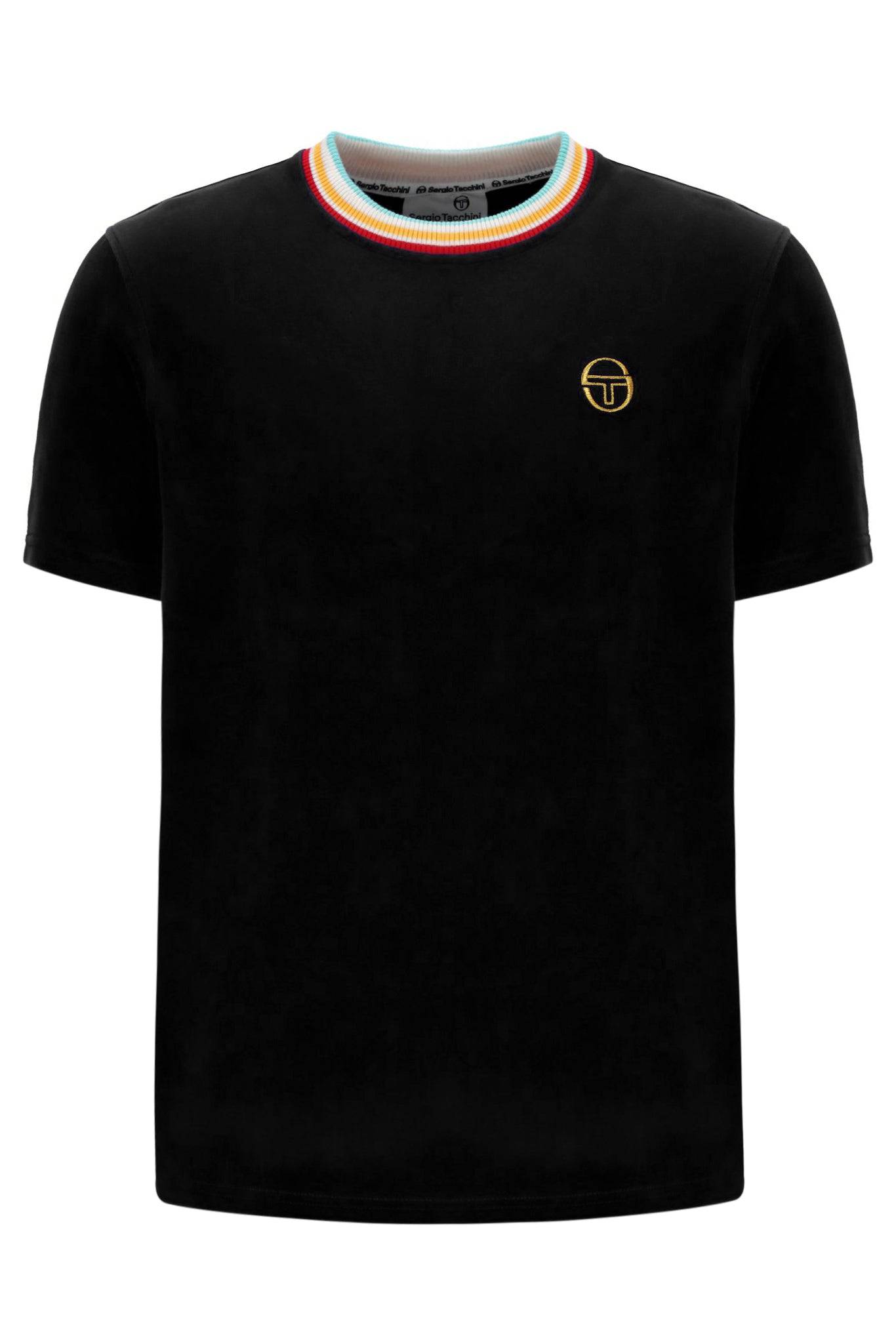 Sergio Tacchini Slice Velour T-shirt in Black - RD1 Clothing