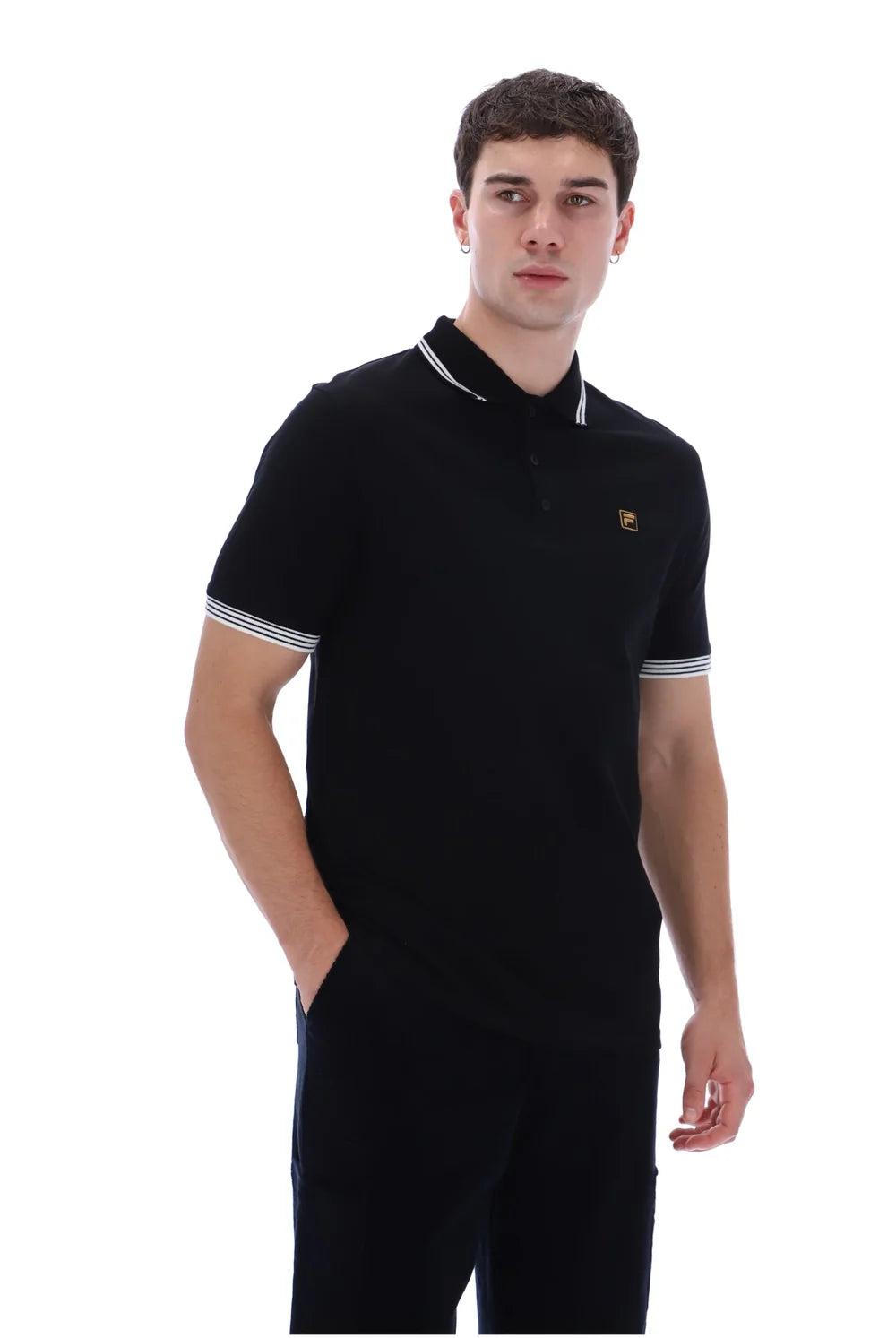 Fila Gold Soren Polo With Tipping in Black