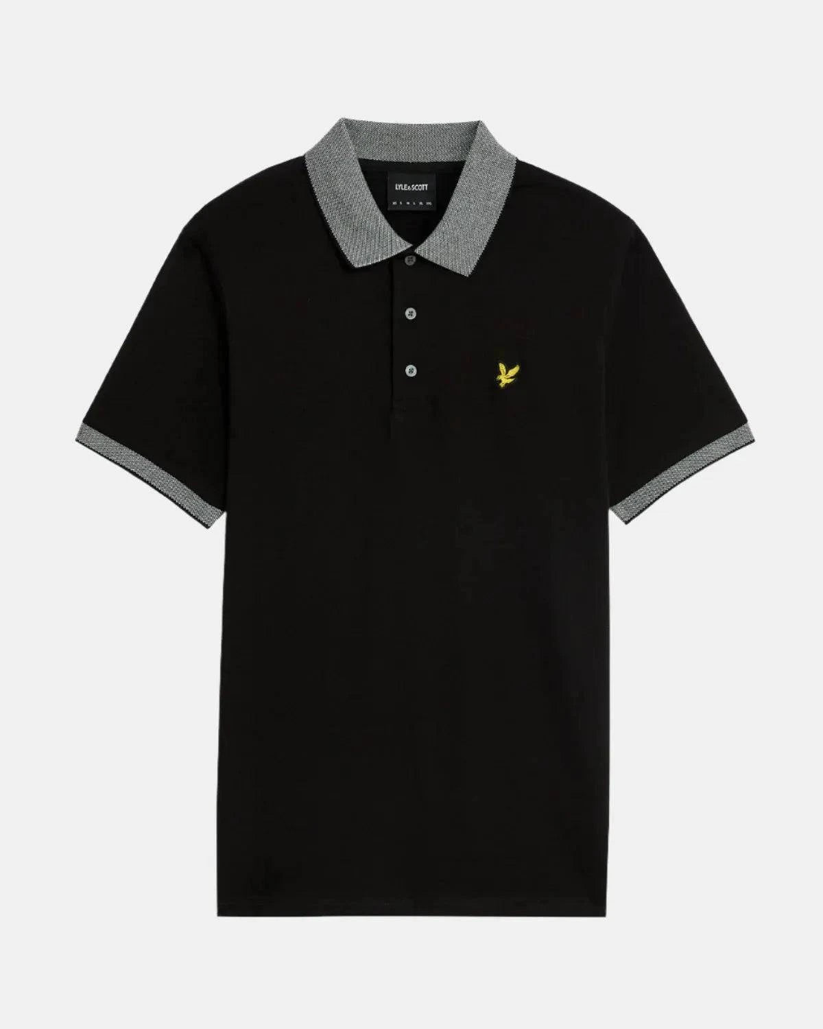 Lyle & Scott Branded Tipped Polo Shirt In Jet Black/ White - RD1 Clothing