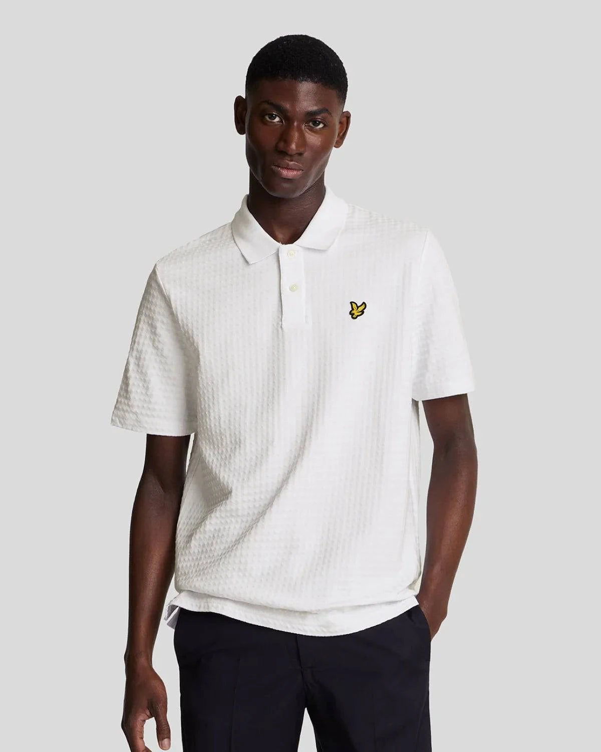 Lyle & Scott Micro Argyle Polo Shirt In White - RD1 Clothing