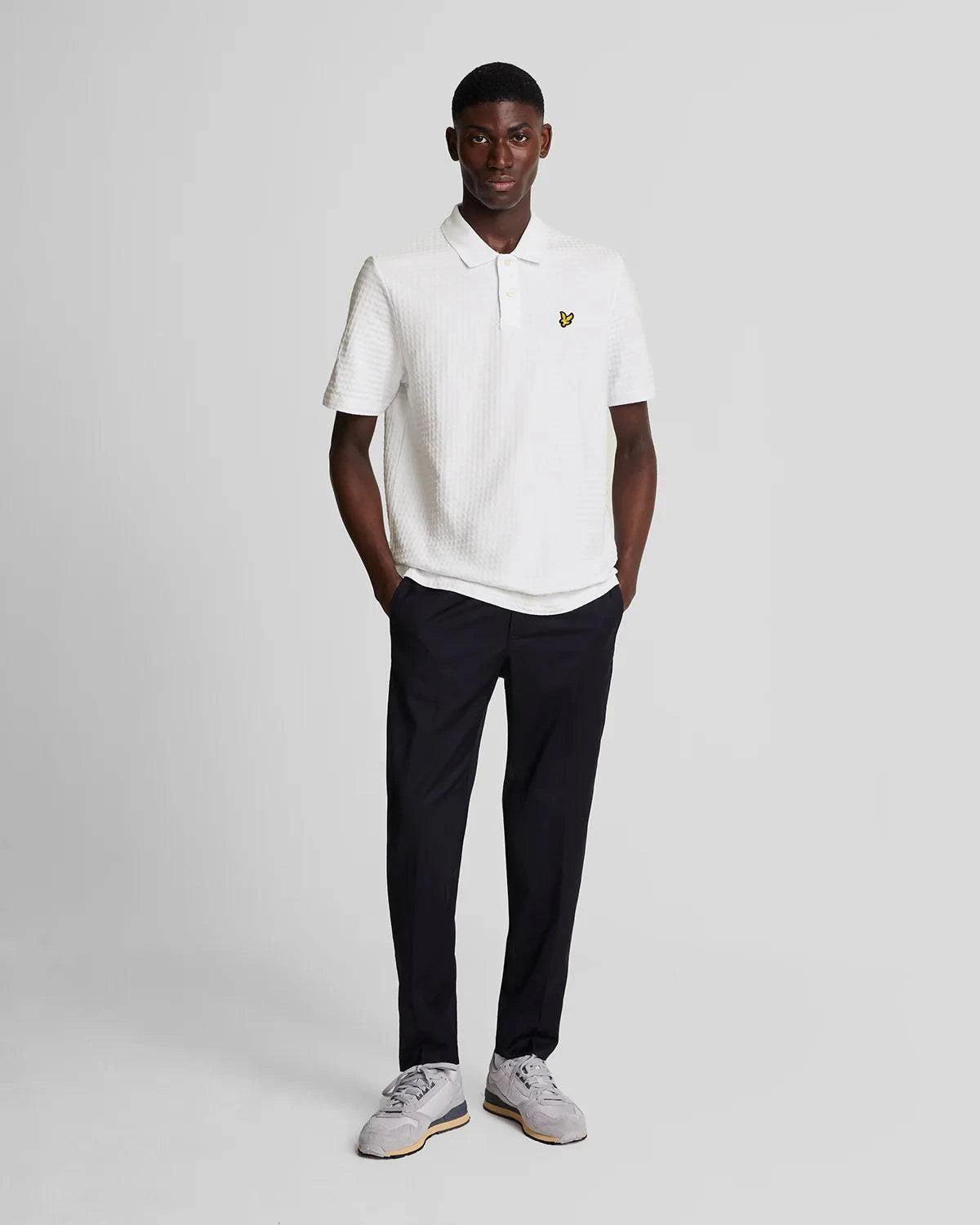 Lyle & Scott Micro Argyle Polo Shirt In White - RD1 Clothing
