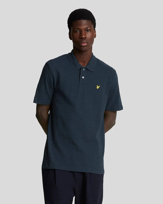 Lyle & Scott Micro Argyle Polo Shirt In Navy - RD1 Clothing