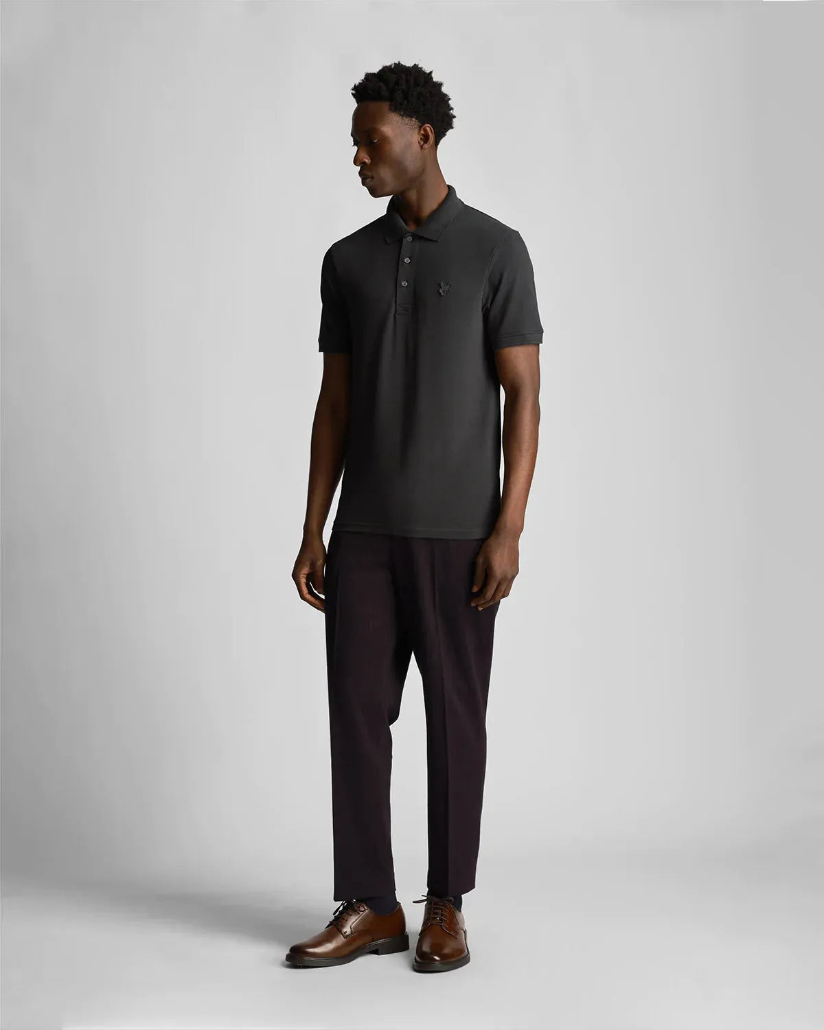 Lyle & Scott Tonal Eagle Polo Shirt In Gunmetal