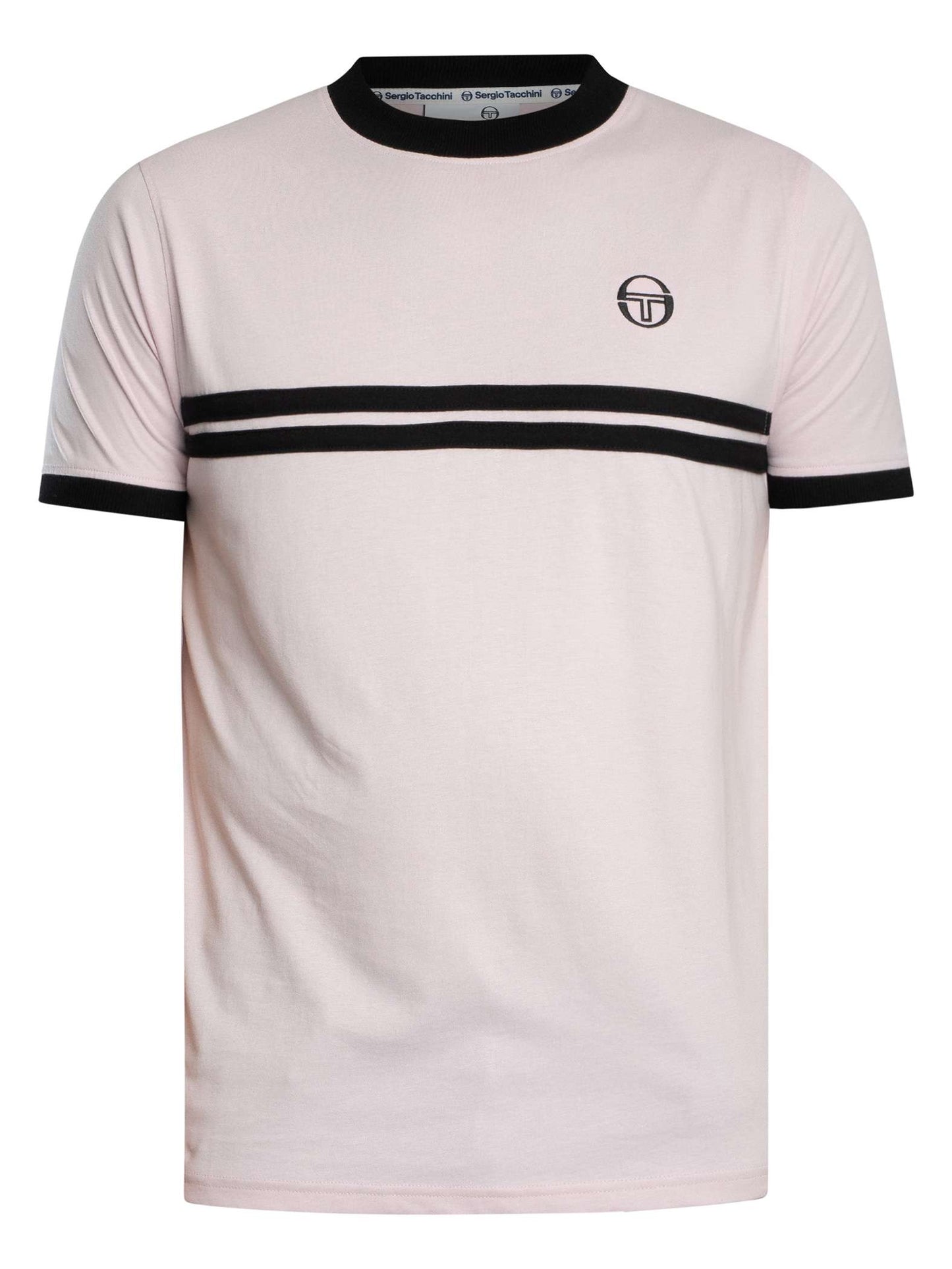 Sergio Tacchini Supermac T-Shirt in light lilac and black with logo detail, casual fit, made from soft cotton fabric.